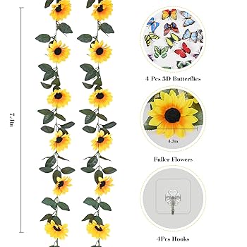 Amazon.com: BLEUM CADE 2 Pack Artificial Sunflower Garland